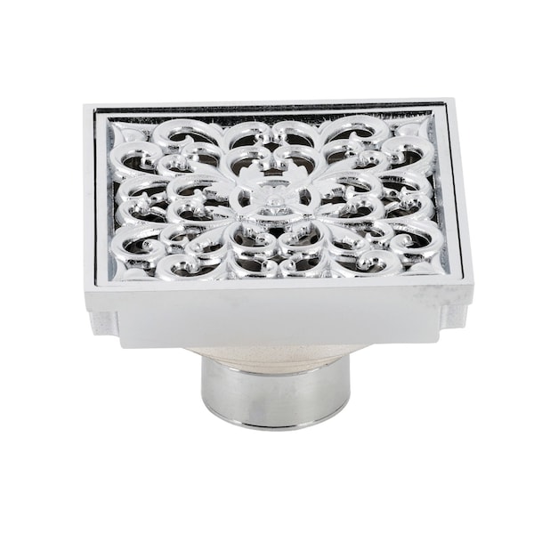 BSF9771C Watercourse Scroll 4" Square Grid Shower Drain, Chrome